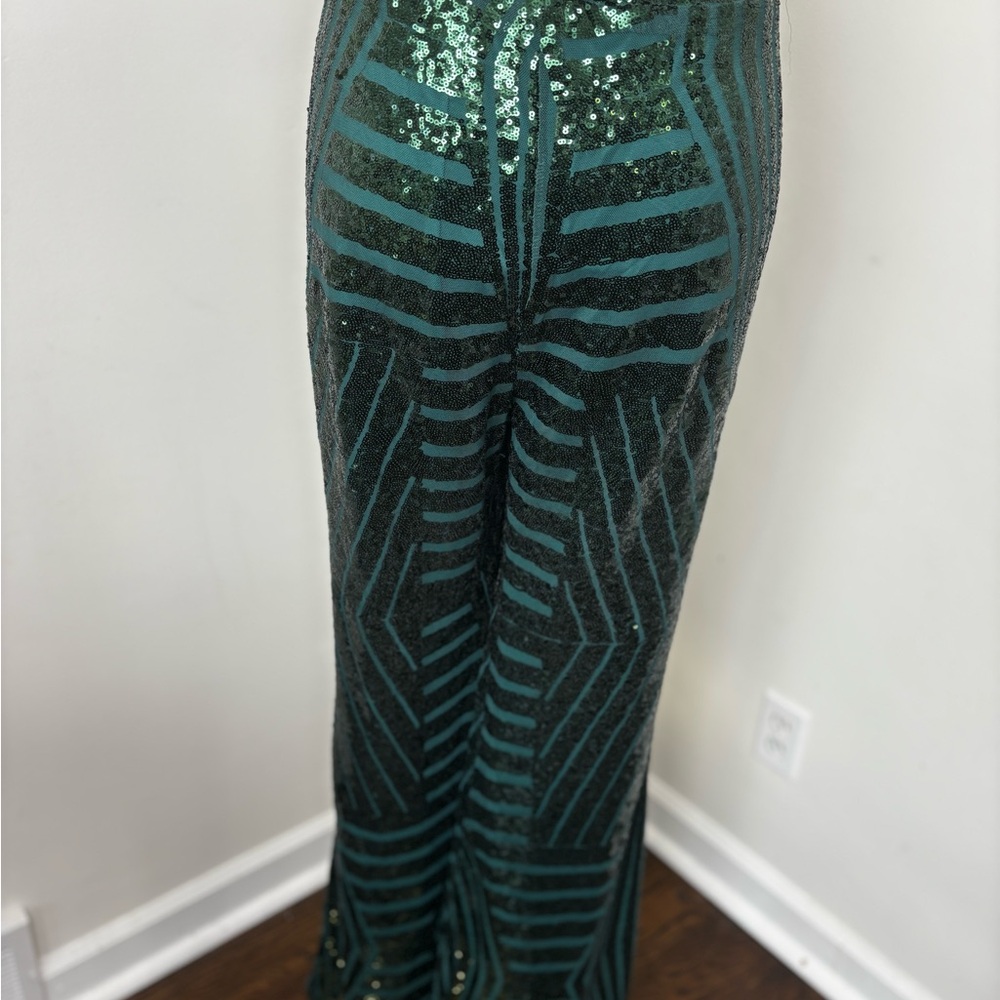 Green Sequin Patterned Pants 2x - image 5
